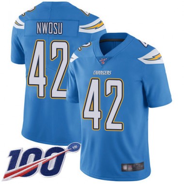 Los Angeles Chargers NFL Football Uchenna Nwosu Electric Blue Jersey Men Limited #42 Alternate 100th Season Vapor Untouchable